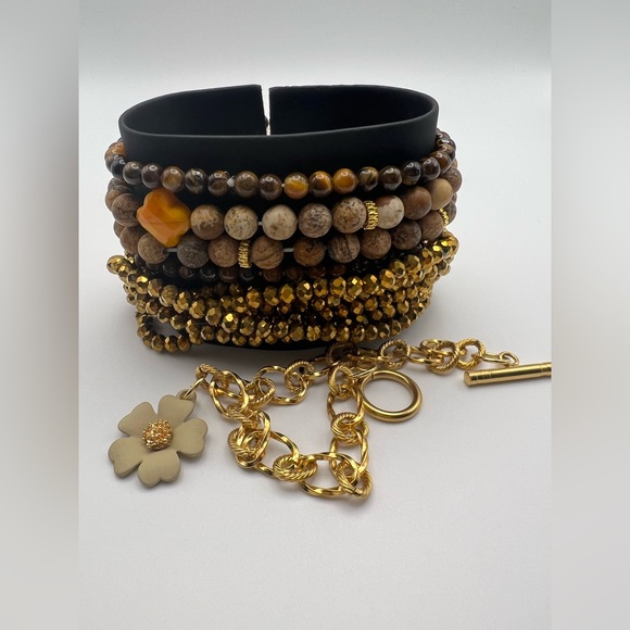 Boho Chic Brown & Gold Stacked Bracelet Set - Stylish Flirty Bracelets Set - Picture 16 of 16